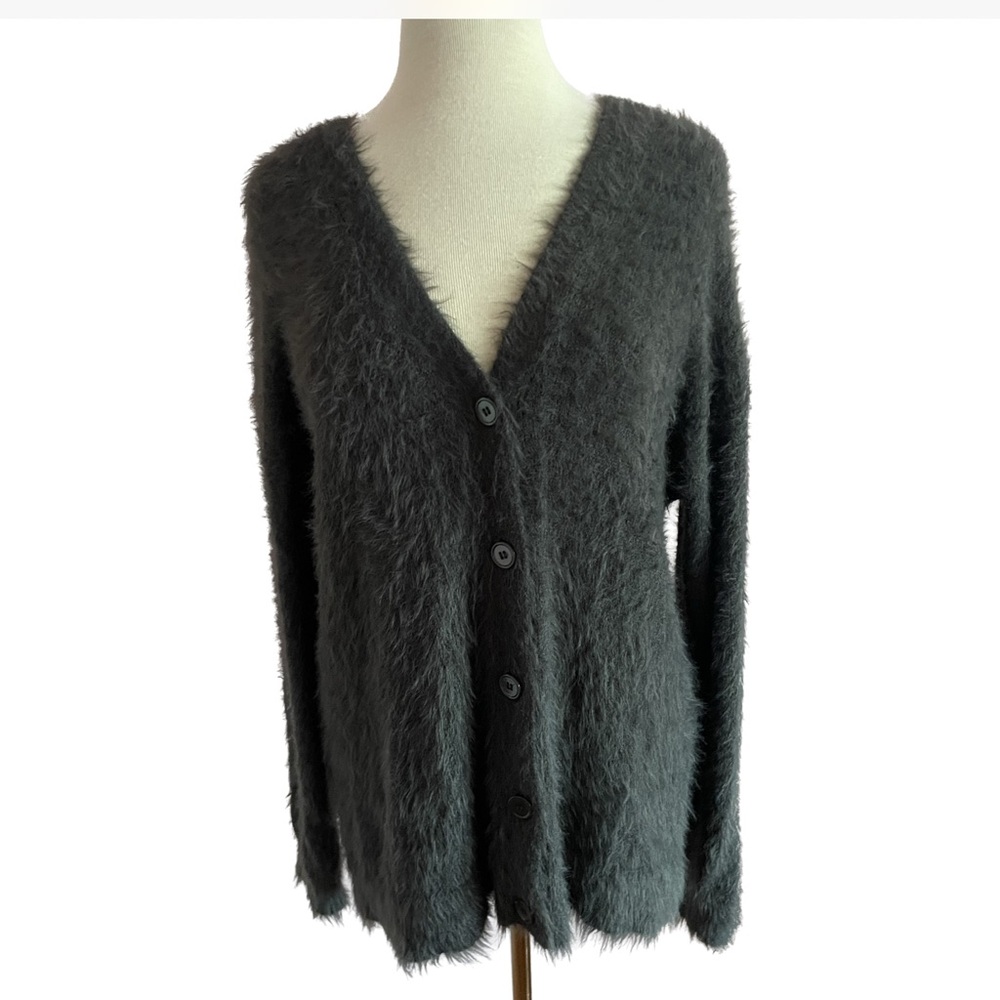 Velvet by Graham & Spencer Fuzzy Charcoal Cardigan